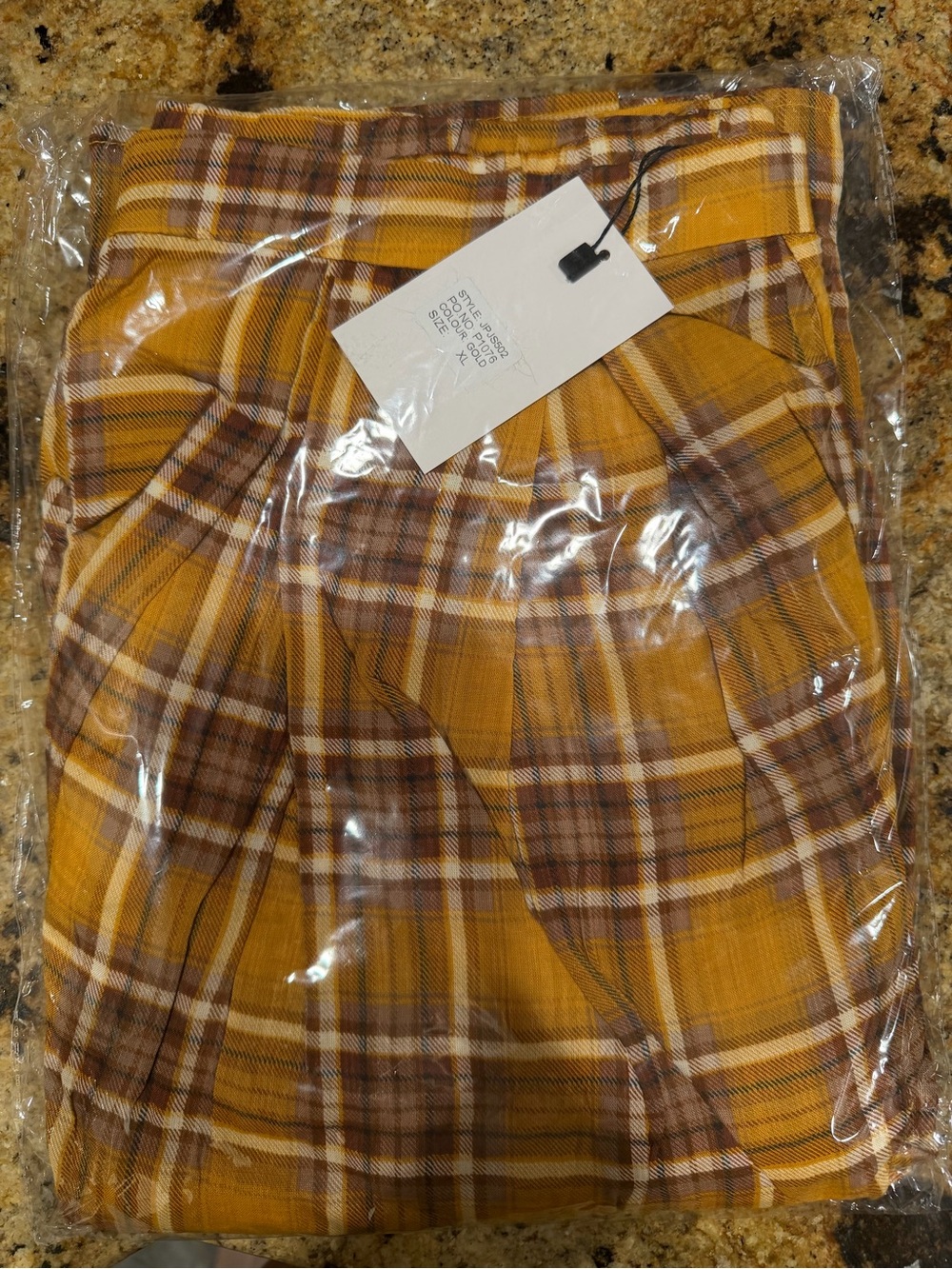 Women’s Fall Plaid Skirt in Mustard and Brown - Picture 3 of 3